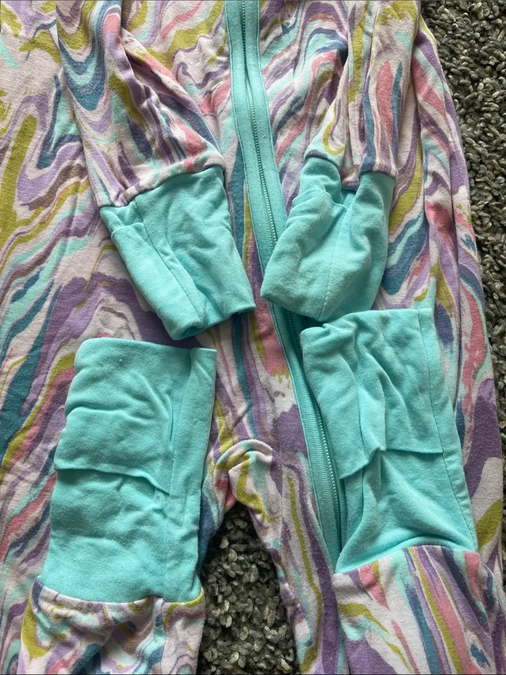 Little Sleepies Pastel Marble Print One-Piece Pajamas - Size 6-12 months